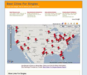 Image of Best Cities For Singles Map