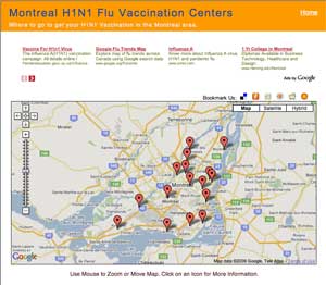 Image of Montreal Vaccination Centers map