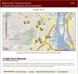 Image of Montreal Gourmet Restaurants Map